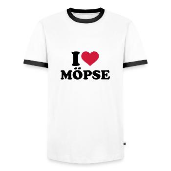 Mops - Männer Kontrast-T-Shirt - Weiß/Schwarz - Vorne - AI Model Female 172 light (172cm) & AI Model Male 178 dark (178cm)