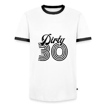 Dirty 30 30th Birthday Gift - Men's Ringer Shirt - white/black - Front - AI Model Female 172 light (172cm) & AI Model Male 178 dark (178cm)