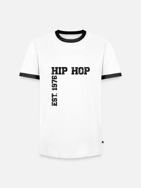 Hip Hop Est. 1976 - Männer Kontrast-T-Shirt - Weiß/Schwarz