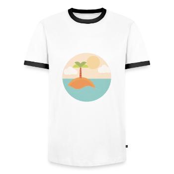 Palmen Urlaub Sommer Insel - Männer Kontrast-T-Shirt - Weiß/Schwarz - Vorne - AI Model Female 172 light (172cm) & AI Model Male 178 dark (178cm)