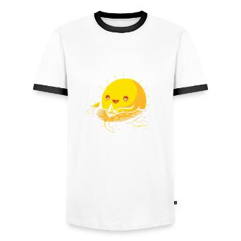 Sonne im wasser - Männer Kontrast-T-Shirt - Weiß/Schwarz - Vorne - AI Model Female 172 light (172cm) & AI Model Male 178 dark (178cm)