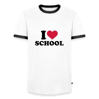 Schule - Männer Kontrast-T-Shirt - Weiß/Schwarz - Vorne - AI Model Female 172 light (172cm) & AI Model Male 178 dark (178cm)