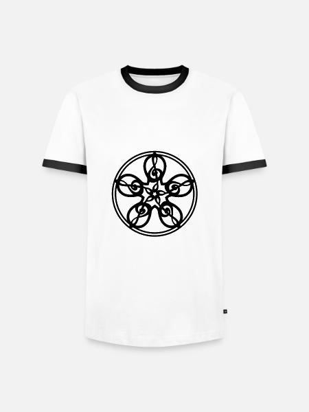 Treble Clef Mandala (black) - Men's Ringer Shirt - white/black
