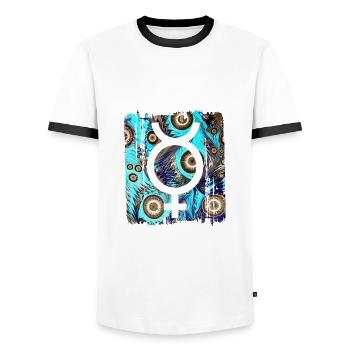 mercury e 268 - Men's Ringer Shirt - white/black - Front - AI Model Female 172 light (172cm) & AI Model Male 178 dark (178cm)