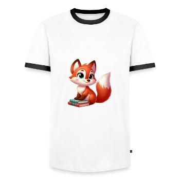 Fox 6 - Men's Ringer Shirt - white/black - Front - AI Model Female 172 light (172cm) & AI Model Male 178 dark (178cm)