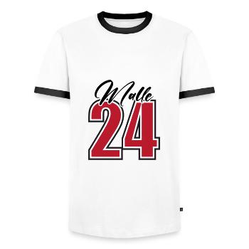 Malle 24 - Männer Kontrast-T-Shirt - Weiß/Schwarz - Vorne - AI Model Female 172 light (172cm) & AI Model Male 178 dark (178cm)