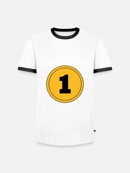 Nummer 1 - Männer Kontrast-T-Shirt - Weiß/Schwarz