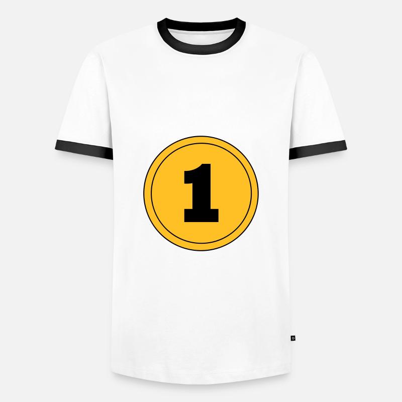 Nummer 1 - Männer Kontrast-T-Shirt - Weiß/Schwarz