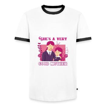 She is a very good mother - Mother Day - Männer Kontrast-T-Shirt - Weiß/Schwarz - Vorne - AI Model Female 172 light (172cm) & AI Model Male 178 dark (178cm)