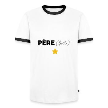 Père papa perfection - T-shirt contrasté Homme - blanc/noir - Devant - AI Model Female 172 light (172cm) & AI Model Male 178 dark (178cm)