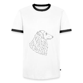 Collie - Männer Kontrast-T-Shirt - Weiß/Schwarz - Vorne - AI Model Female 172 light (172cm) & AI Model Male 178 dark (178cm)