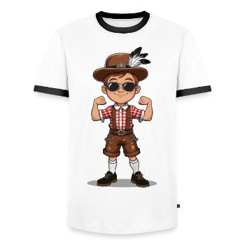 Garçon à Lederhosen Bière JGA Majorque Bavière Alcool - T-shirt contrasté Homme - blanc/noir - Devant - AI Model Female 172 light (172cm) & AI Model Male 178 dark (178cm)