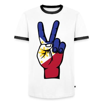 Philippinen Flagge Frieden Victory Symbol - Männer Kontrast-T-Shirt - Weiß/Schwarz - Vorne - AI Model Female 172 light (172cm) & AI Model Male 178 dark (178cm)