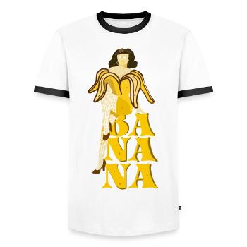 Pinup Banane - Männer Kontrast-T-Shirt - Weiß/Schwarz - Vorne - AI Model Female 172 light (172cm) & AI Model Male 178 dark (178cm)