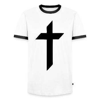 Jesus Kreuz - Männer Kontrast-T-Shirt - Weiß/Schwarz - Vorne - AI Model Female 172 light (172cm) & AI Model Male 178 dark (178cm)