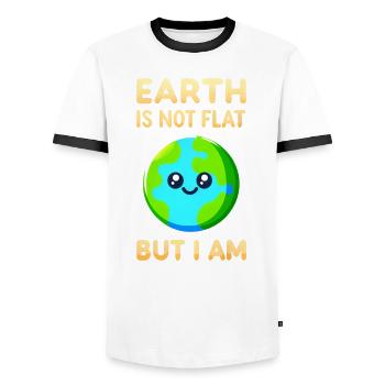 Flache Erde Satire und Flachwitze - Männer Kontrast-T-Shirt - Weiß/Schwarz - Vorne - AI Model Female 172 light (172cm) & AI Model Male 178 dark (178cm)