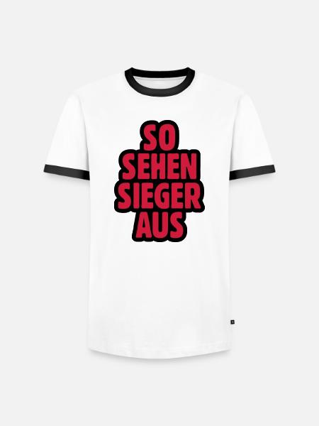 SO SEHEN SIEGER AUS - Männer Kontrast-T-Shirt - Weiß/Schwarz