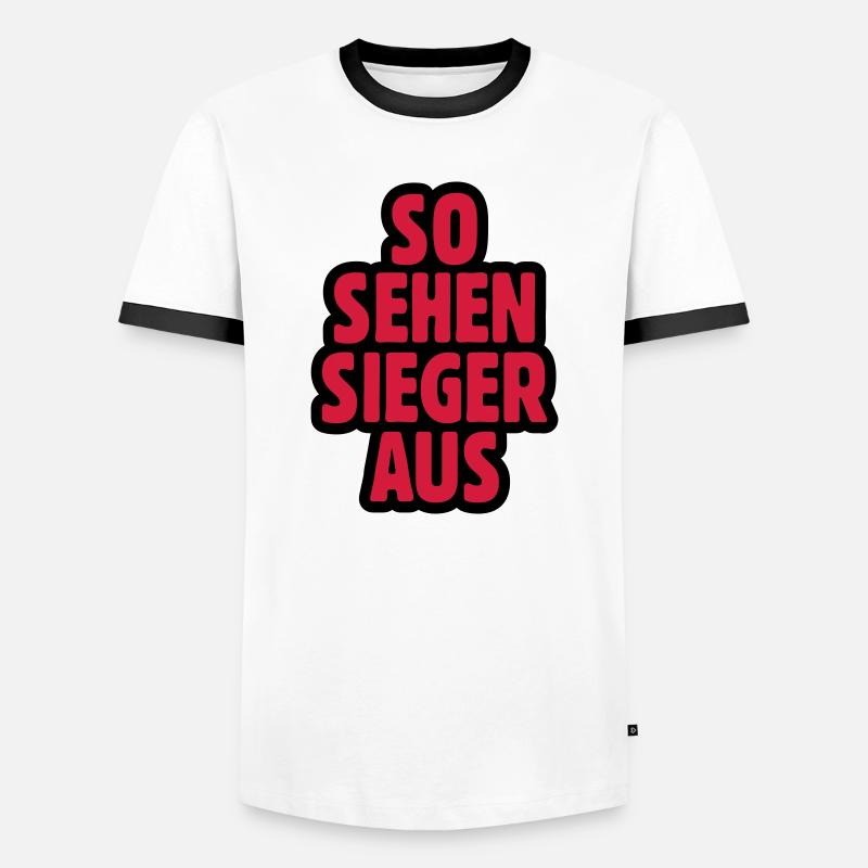 SO SEHEN SIEGER AUS - Männer Kontrast-T-Shirt - Weiß/Schwarz