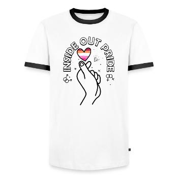 Cœur de la fierté dépouillé sur fond noir - T-shirt contrasté Homme - blanc/noir - Devant - AI Model Female 172 light (172cm) & AI Model Male 178 dark (178cm)