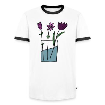 Blumen im Tontopf Design - Männer Kontrast-T-Shirt - Weiß/Schwarz - Vorne - AI Model Female 172 light (172cm) & AI Model Male 178 dark (178cm)