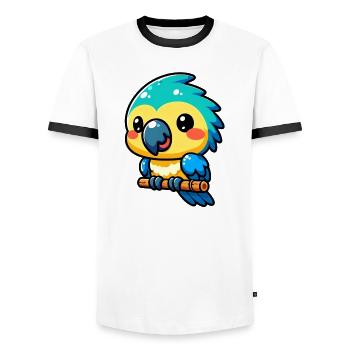 Parrot - Men's Ringer Shirt - white/black - Front - AI Model Female 172 light (172cm) & AI Model Male 178 dark (178cm)