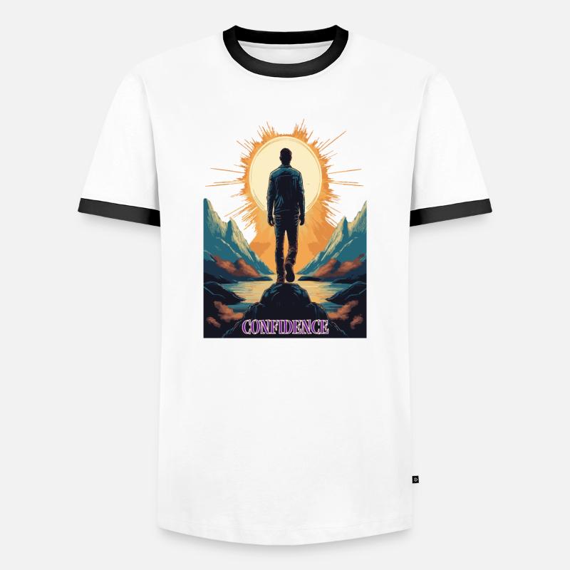 Confidence – Stärke durch Selbstbewusstsein - Männer Kontrast-T-Shirt - Weiß/Schwarz