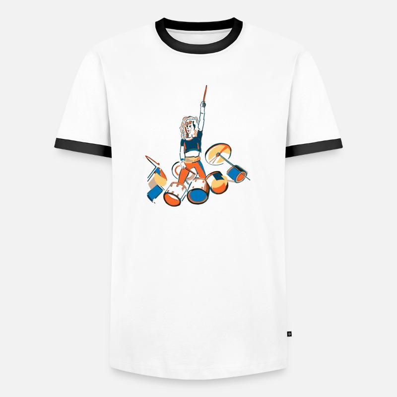 Drummer Kraftpose mit Trommeln - Männer Kontrast-T-Shirt - Weiß/Schwarz