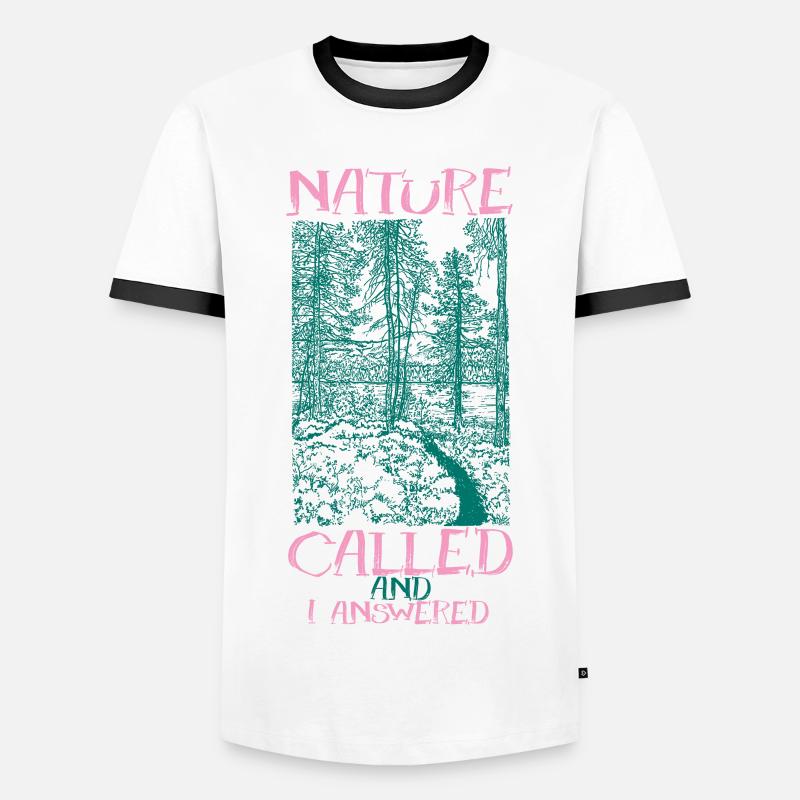 NATURE CALLING - Men's Ringer Shirt - white/black