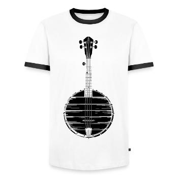 Banjo Sketch - Men's Ringer Shirt - white/black - Front - AI Model Female 172 light (172cm) & AI Model Male 178 dark (178cm)