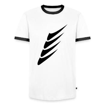 tout simplement 005 - T-shirt contrasté Homme - blanc/noir - Devant - AI Model Female 172 light (172cm) & AI Model Male 178 dark (178cm)