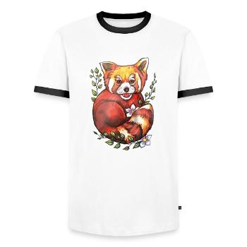 Red panda - Men's Ringer Shirt - white/black - Front - AI Model Female 172 light (172cm) & AI Model Male 178 dark (178cm)