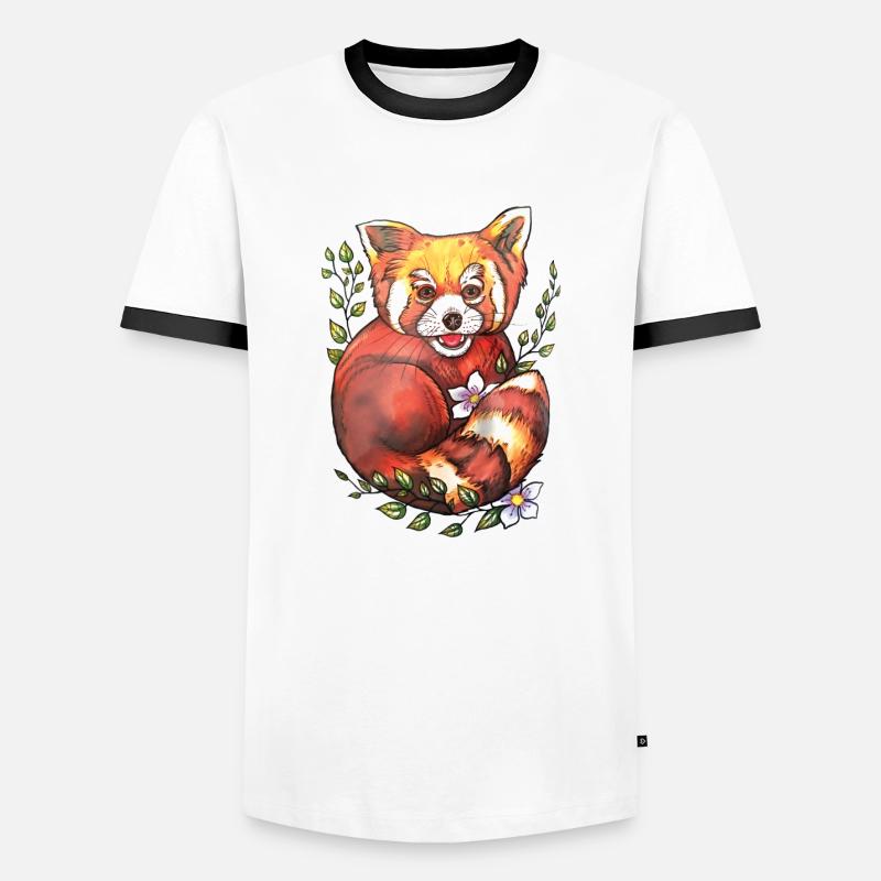 Roter Panda - Männer Kontrast-T-Shirt - Weiß/Schwarz