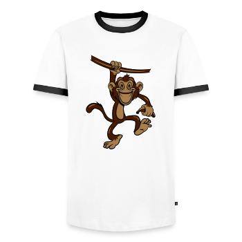affe Liane banane - Männer Kontrast-T-Shirt - Weiß/Schwarz - Vorne - AI Model Female 172 light (172cm) & AI Model Male 178 dark (178cm)