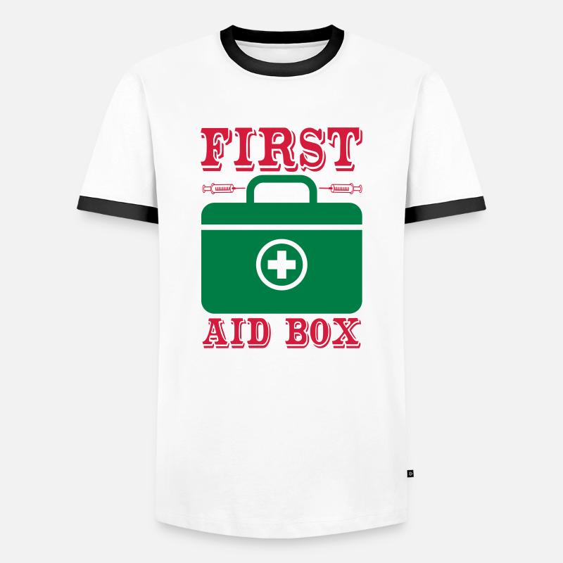 first aid box - Männer Kontrast-T-Shirt - Weiß/Schwarz
