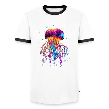 Méduses pour les fans de créatures marines, Cadeaux Animaux de Noël - T-shirt contrasté Homme - blanc/noir - Devant - AI Model Female 172 light (172cm) & AI Model Male 178 dark (178cm)