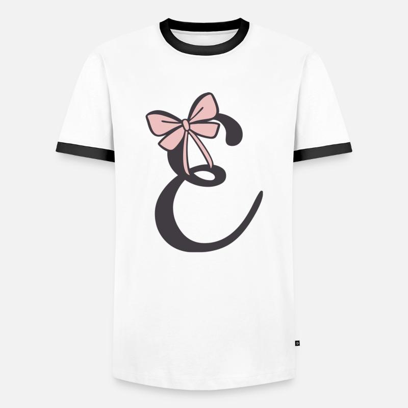 Anfangsbuchstabe E Schleifchen - Männer Kontrast-T-Shirt - Weiß/Schwarz