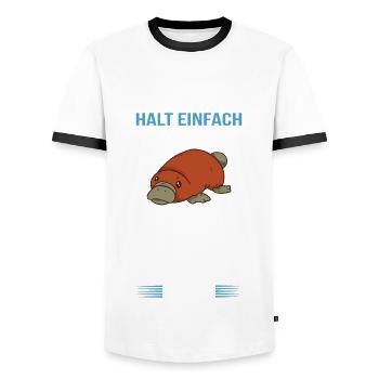 Schnabeltier Ich mag Schnabeltiere Platypus süß - Männer Kontrast-T-Shirt - Weiß/Schwarz - Vorne - AI Model Female 172 light (172cm) & AI Model Male 178 dark (178cm)
