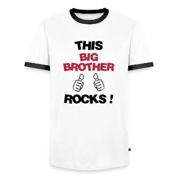 Frère Frangin Frere Naissance Bébé Frérot - T-shirt contrasté Homme - blanc/noir - Devant - AI Model Female 172 light (172cm) & AI Model Male 178 dark (178cm)