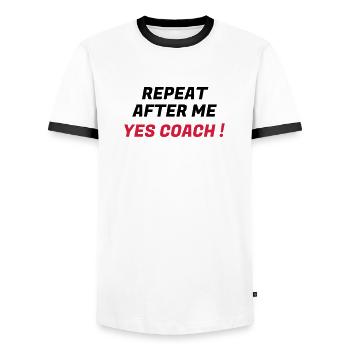 Coach Coaching Trainer Sport Entraineur Team - Men's Ringer Shirt - white/black - Front - AI Model Female 172 light (172cm) & AI Model Male 178 dark (178cm)