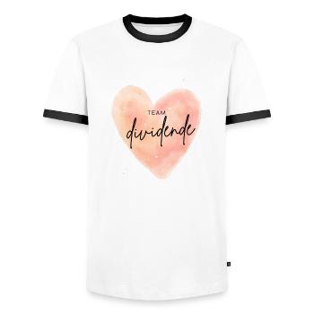 Team Dividende Aktien Geld stock Herz - Männer Kontrast-T-Shirt - Weiß/Schwarz - Vorne - AI Model Female 172 light (172cm) & AI Model Male 178 dark (178cm)