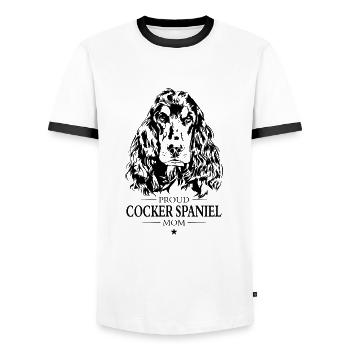 Cocker Epagneul Maman Chien Chien Wilsigns - T-shirt contrasté Homme - blanc/noir - Devant - AI Model Female 172 light (172cm) & AI Model Male 178 dark (178cm)