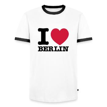 I love Berlin - Männer Kontrast-T-Shirt - Weiß/Schwarz - Vorne - AI Model Female 172 light (172cm) & AI Model Male 178 dark (178cm)