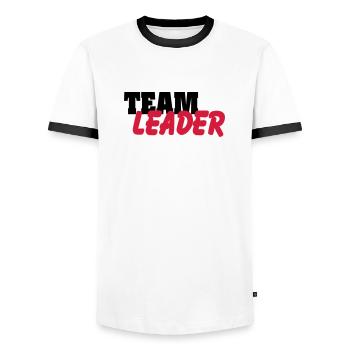 Team Leader - Men's Ringer Shirt - white/black - Front - AI Model Female 172 light (172cm) & AI Model Male 178 dark (178cm)