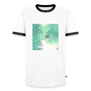 In the Jungle - Männer Kontrast-T-Shirt - Weiß/Schwarz - Vorne - AI Model Female 172 light (172cm) & AI Model Male 178 dark (178cm)