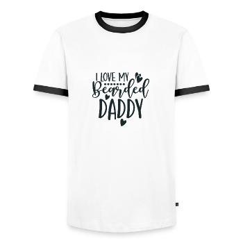 I LOVE MY Bearded DADDY - Männer Kontrast-T-Shirt - Weiß/Schwarz - Vorne - AI Model Female 172 light (172cm) & AI Model Male 178 dark (178cm)