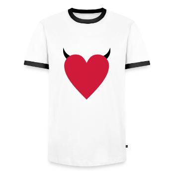 herz - Männer Kontrast-T-Shirt - Weiß/Schwarz - Vorne - AI Model Female 172 light (172cm) & AI Model Male 178 dark (178cm)