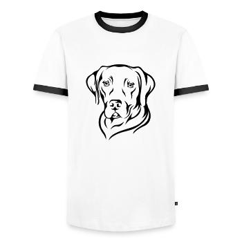 Labrador 2 - Männer Kontrast-T-Shirt - Weiß/Schwarz - Vorne - AI Model Female 172 light (172cm) & AI Model Male 178 dark (178cm)