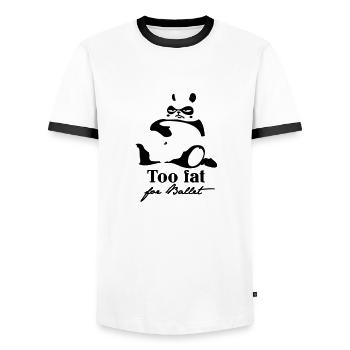 Too fat for ballett - Men's Ringer Shirt - white/black - Front - AI Model Female 172 light (172cm) & AI Model Male 178 dark (178cm)