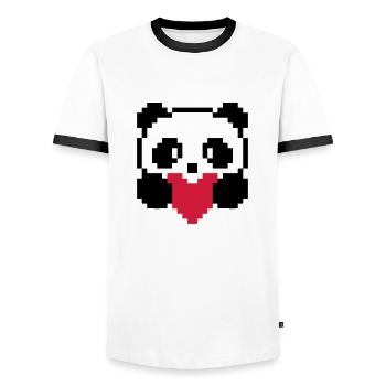 panda-coeur - T-shirt contrasté Homme - blanc/noir - Devant - AI Model Female 172 light (172cm) & AI Model Male 178 dark (178cm)