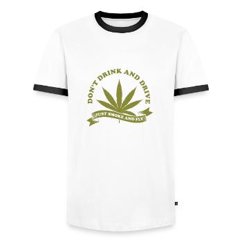 Herbe, marijuana, cadeau, fumer, illégal, plante - T-shirt contrasté Homme - blanc/noir - Devant - AI Model Female 172 light (172cm) & AI Model Male 178 dark (178cm)